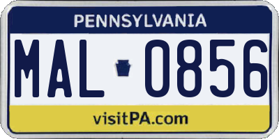 PA license plate MAL0856