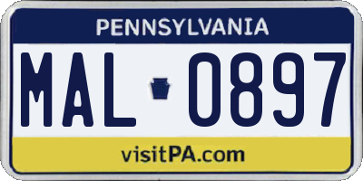 PA license plate MAL0897