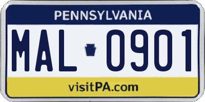 PA license plate MAL0901