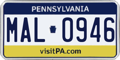 PA license plate MAL0946