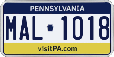 PA license plate MAL1018