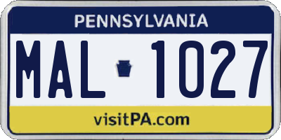 PA license plate MAL1027