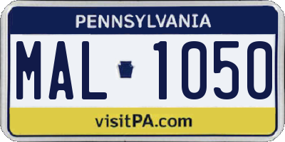 PA license plate MAL1050