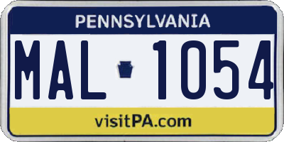 PA license plate MAL1054