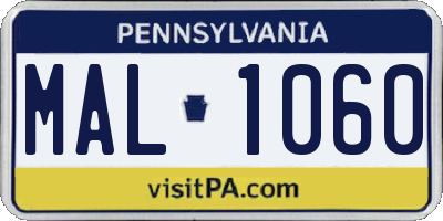 PA license plate MAL1060