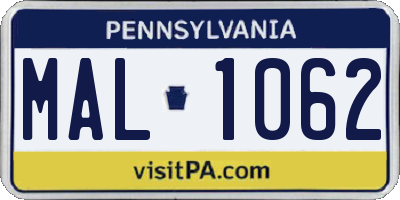 PA license plate MAL1062