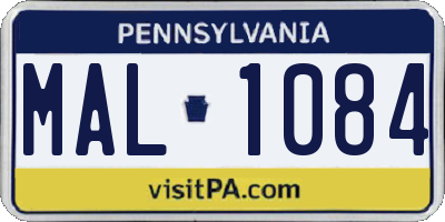 PA license plate MAL1084