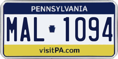 PA license plate MAL1094
