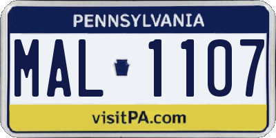 PA license plate MAL1107