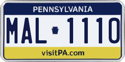 PA license plate MAL1110