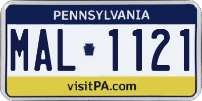 PA license plate MAL1121
