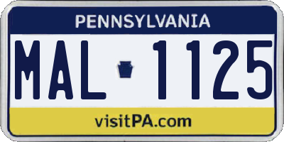 PA license plate MAL1125