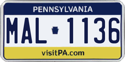 PA license plate MAL1136