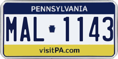 PA license plate MAL1143