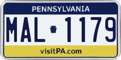 PA license plate MAL1179