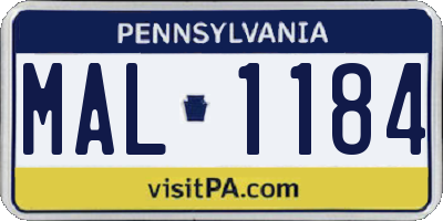 PA license plate MAL1184
