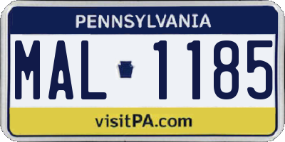 PA license plate MAL1185