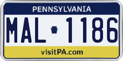PA license plate MAL1186