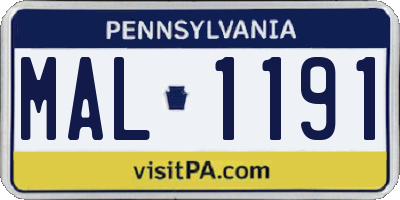 PA license plate MAL1191