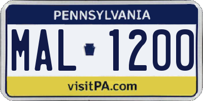 PA license plate MAL1200
