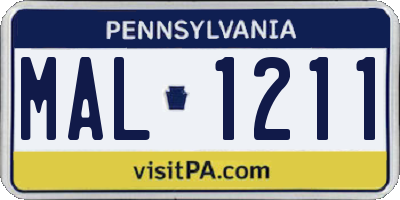 PA license plate MAL1211