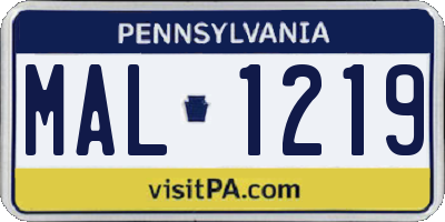 PA license plate MAL1219