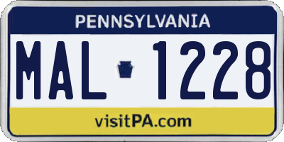 PA license plate MAL1228