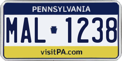 PA license plate MAL1238