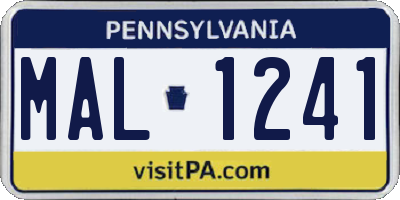 PA license plate MAL1241