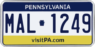 PA license plate MAL1249