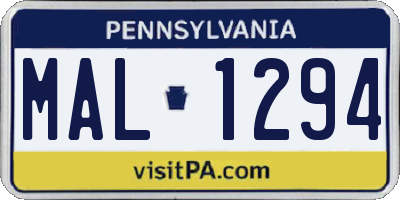 PA license plate MAL1294