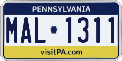PA license plate MAL1311