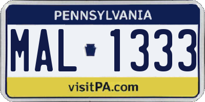 PA license plate MAL1333