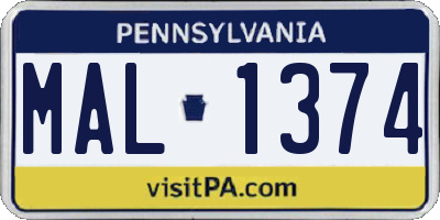 PA license plate MAL1374