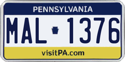PA license plate MAL1376