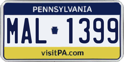 PA license plate MAL1399
