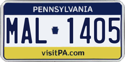 PA license plate MAL1405
