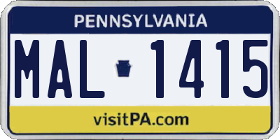 PA license plate MAL1415
