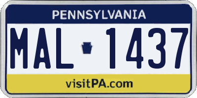 PA license plate MAL1437