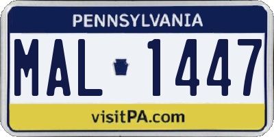 PA license plate MAL1447