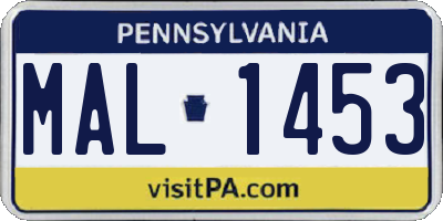 PA license plate MAL1453
