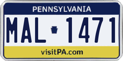 PA license plate MAL1471