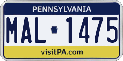 PA license plate MAL1475