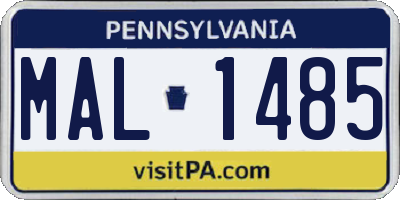 PA license plate MAL1485