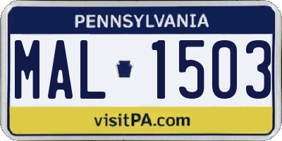 PA license plate MAL1503