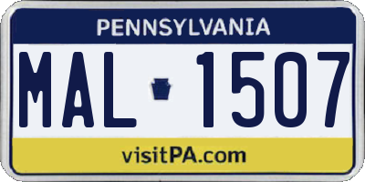 PA license plate MAL1507