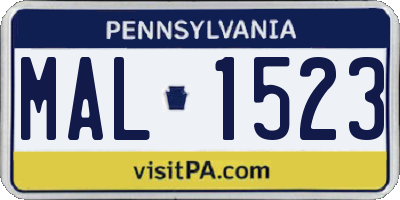 PA license plate MAL1523