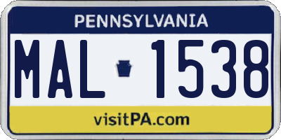 PA license plate MAL1538