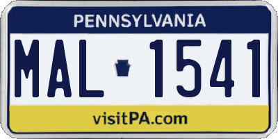 PA license plate MAL1541