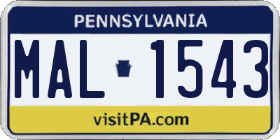 PA license plate MAL1543